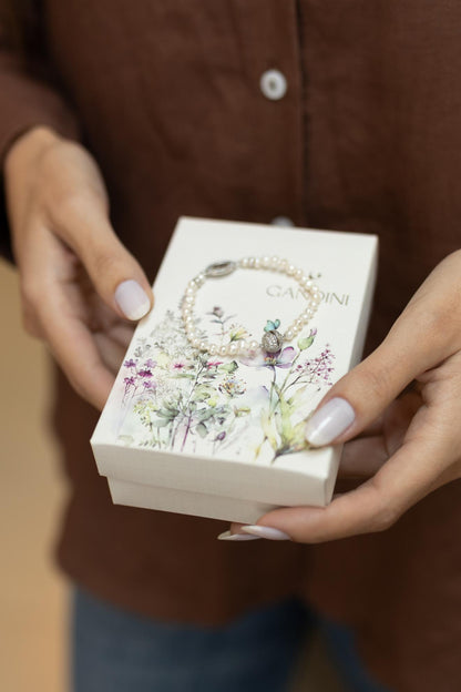 Pulseira Nossa Senhora das Graças Pérola de Água Doce Prata 925 Ródio Branco