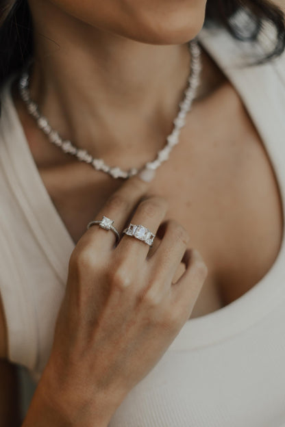 Colar Riviera Trabalhada Ródio Branco