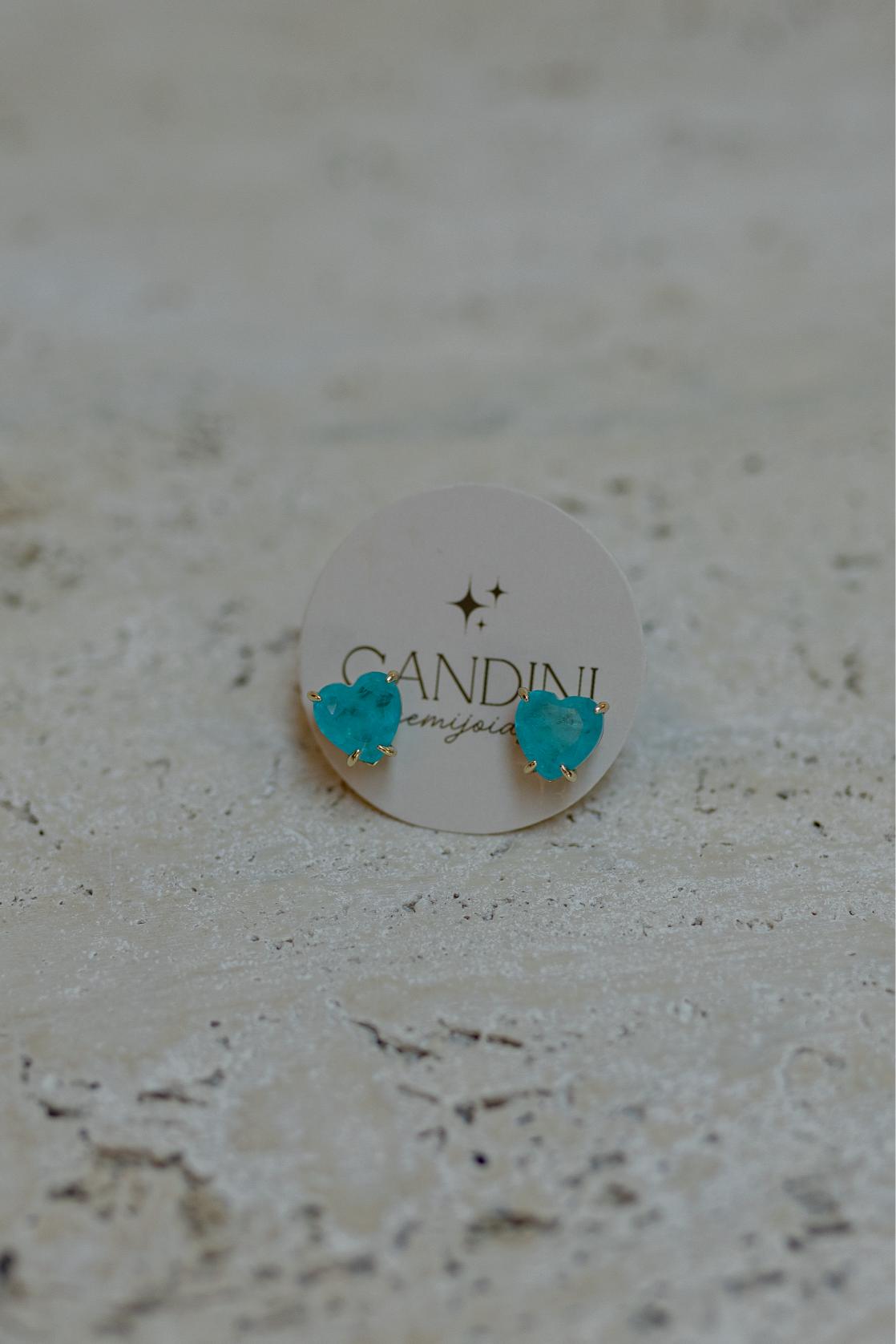 Brinco Coração Turmalina Fusion Dourado