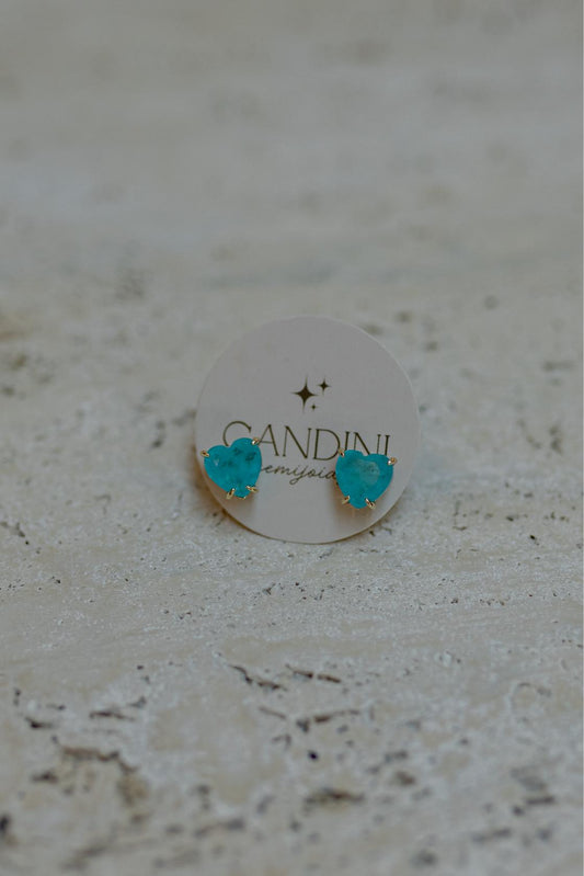 Brinco Coração Turmalina Fusion Dourado