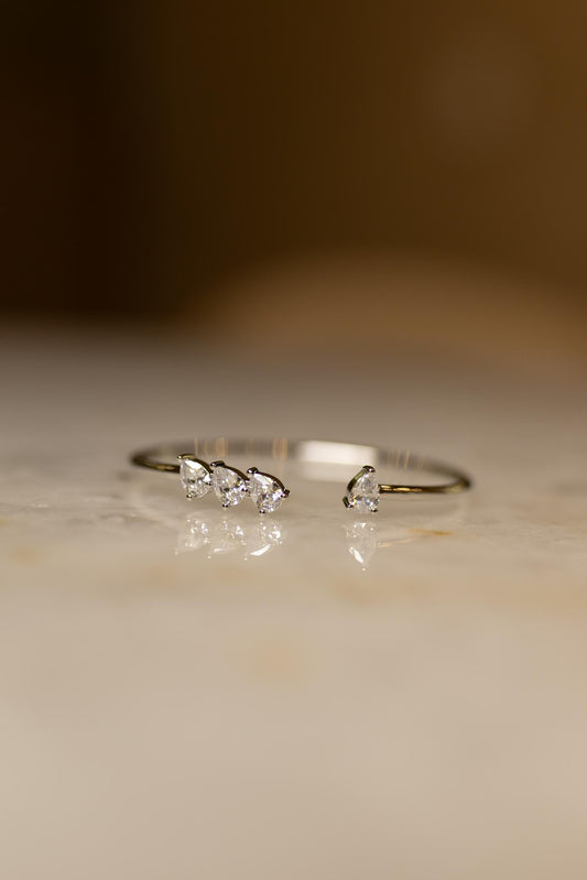 Bracelete Gotas Cristal Ródio Branco