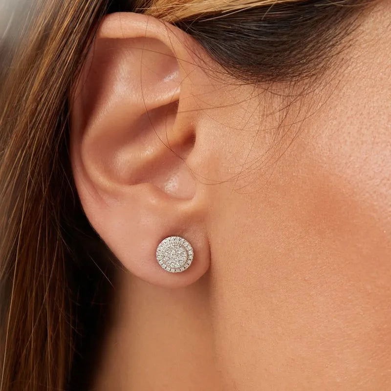 Brinco Redondo Cravejado Ponto de Luz Prata 925 Ródio Branco