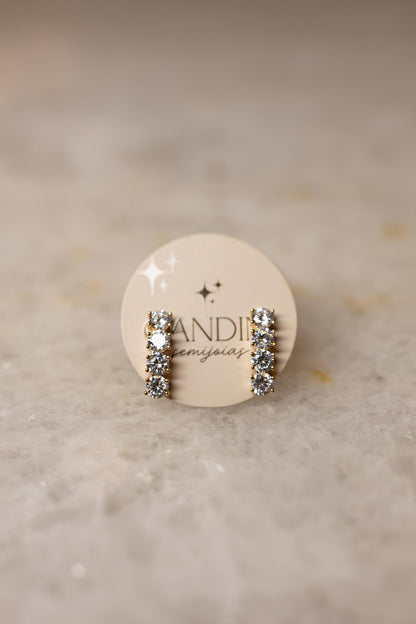 Brinco Ear Hook Cristal Dourado