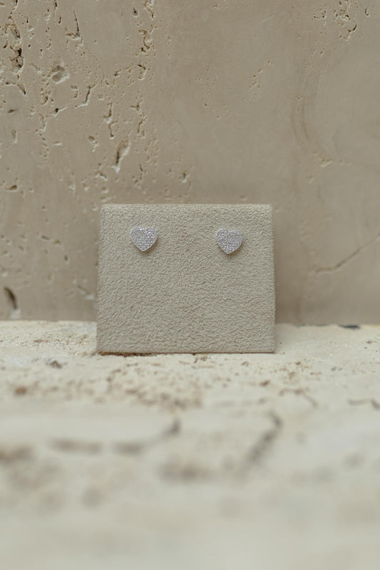 Brinco Coração Cravejado Ródio Branco