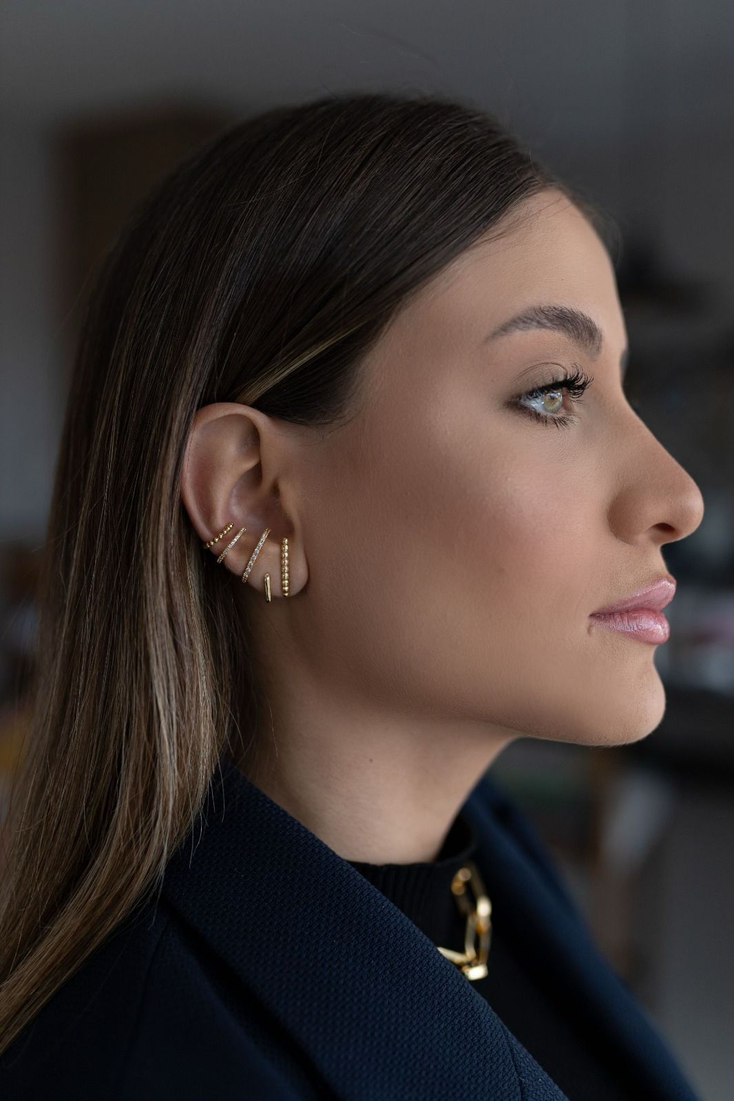 Brinco Argola Click Quadrado Liso Dourado P