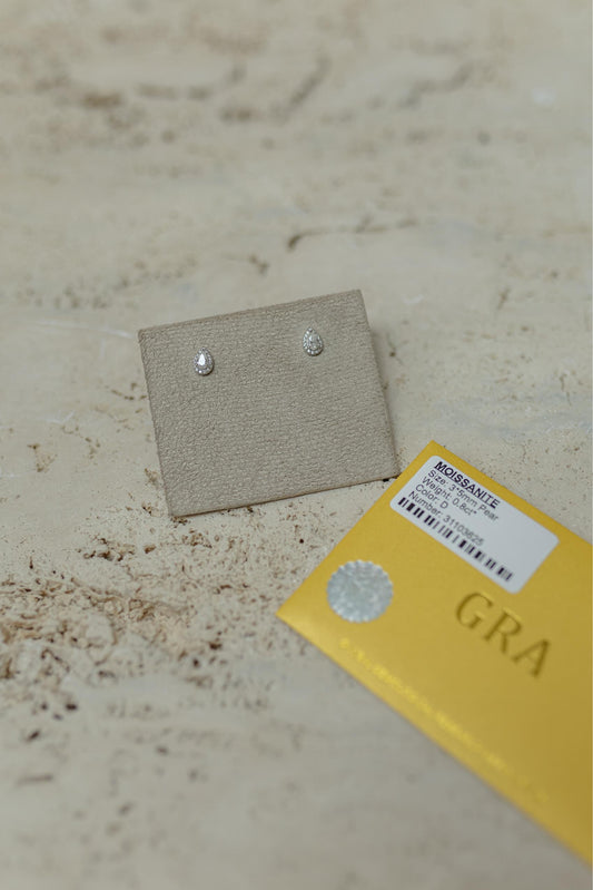 Brinco Mini Gota Cravejado Moissanite Prata 925 Ródio Branco