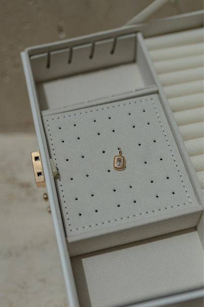 Pingente Retangular Vintage Cristal Dourado