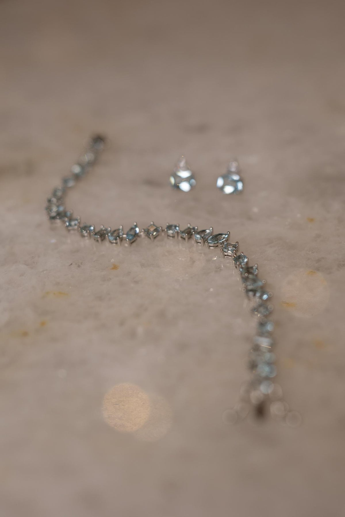 Pulseira Riviera Formas Água Marinha Ródio Branco