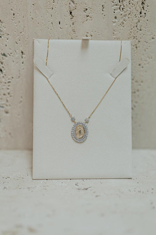 Colar Nossa Senhora das Graças Prata 925 Dourado