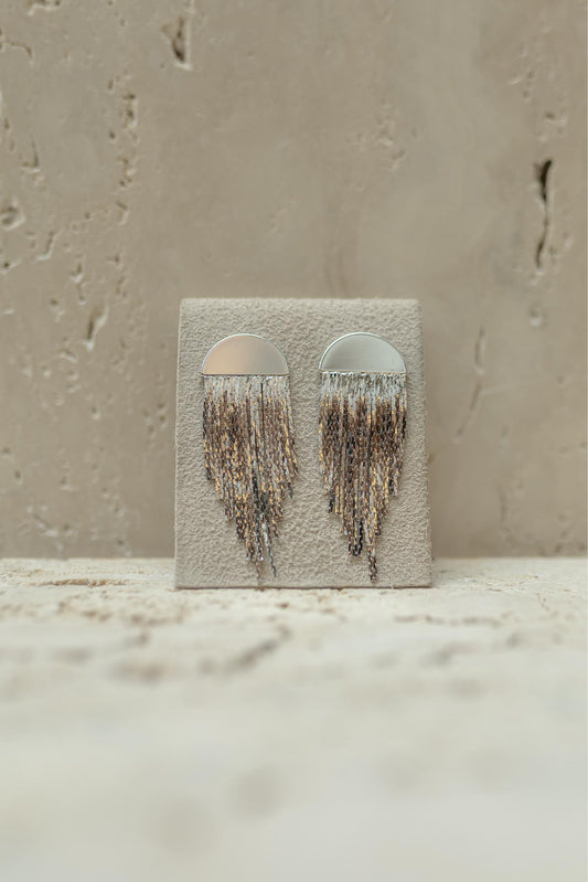 Brinco Pêndulo Franja Ródio Branco