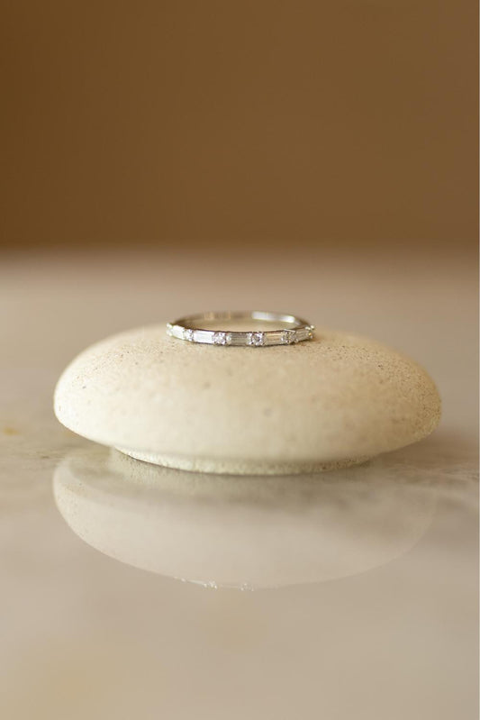 Anel Aparador Glam Moissanite Prata 925 Ródio Branco