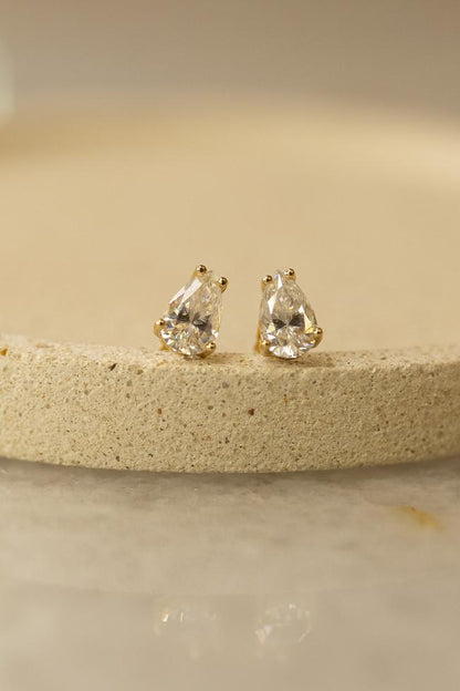 Brinco Gota 8x5mm Moissanite Prata 925 Dourado