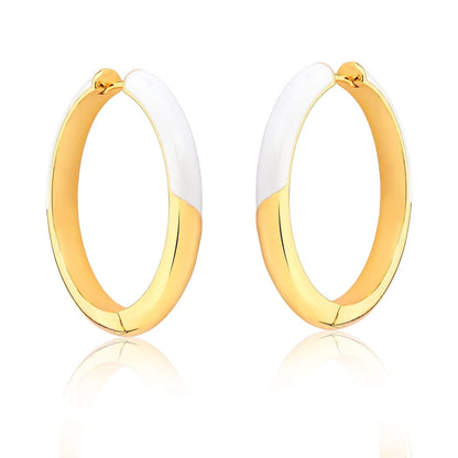 Brinco Argola Lisa Resina Off White Dourado