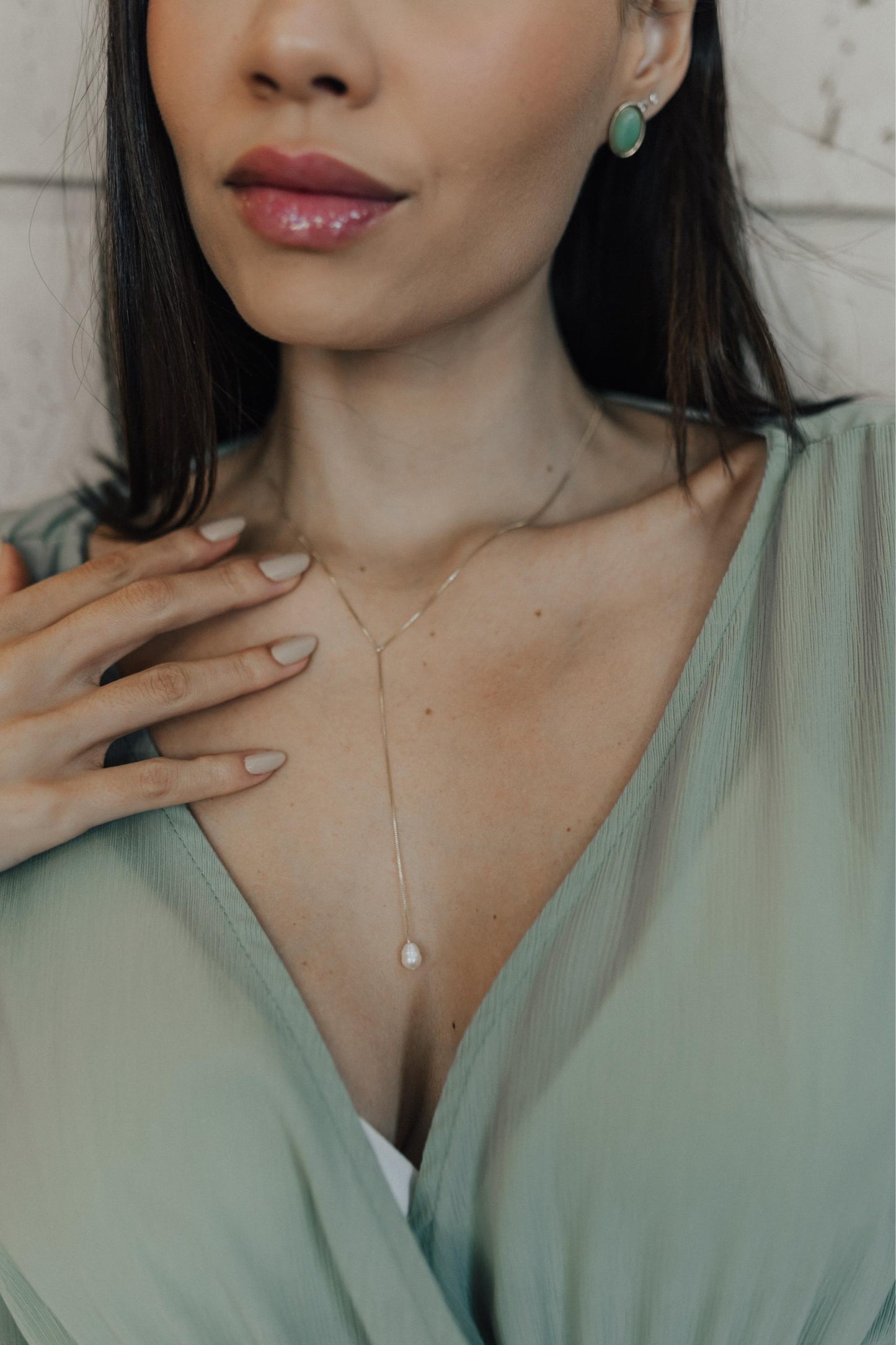 Colar Gravatinha Pérola de Água Doce