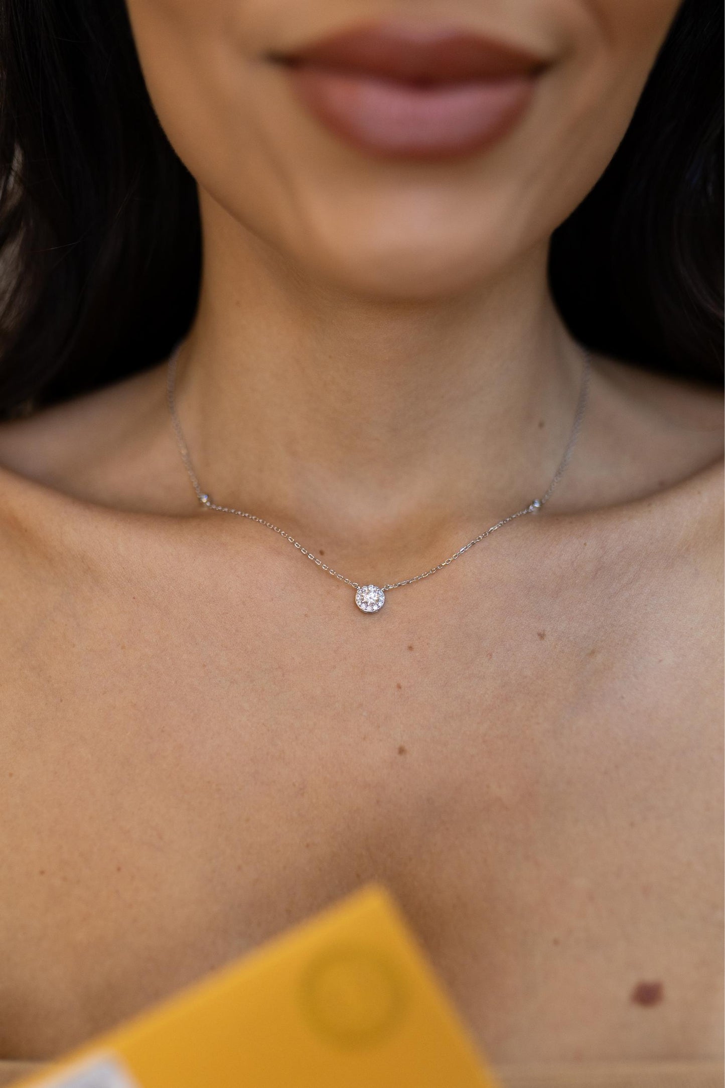 Colar Princesa Pontos de Luz Moissanite Prata 925 Ródio Branco