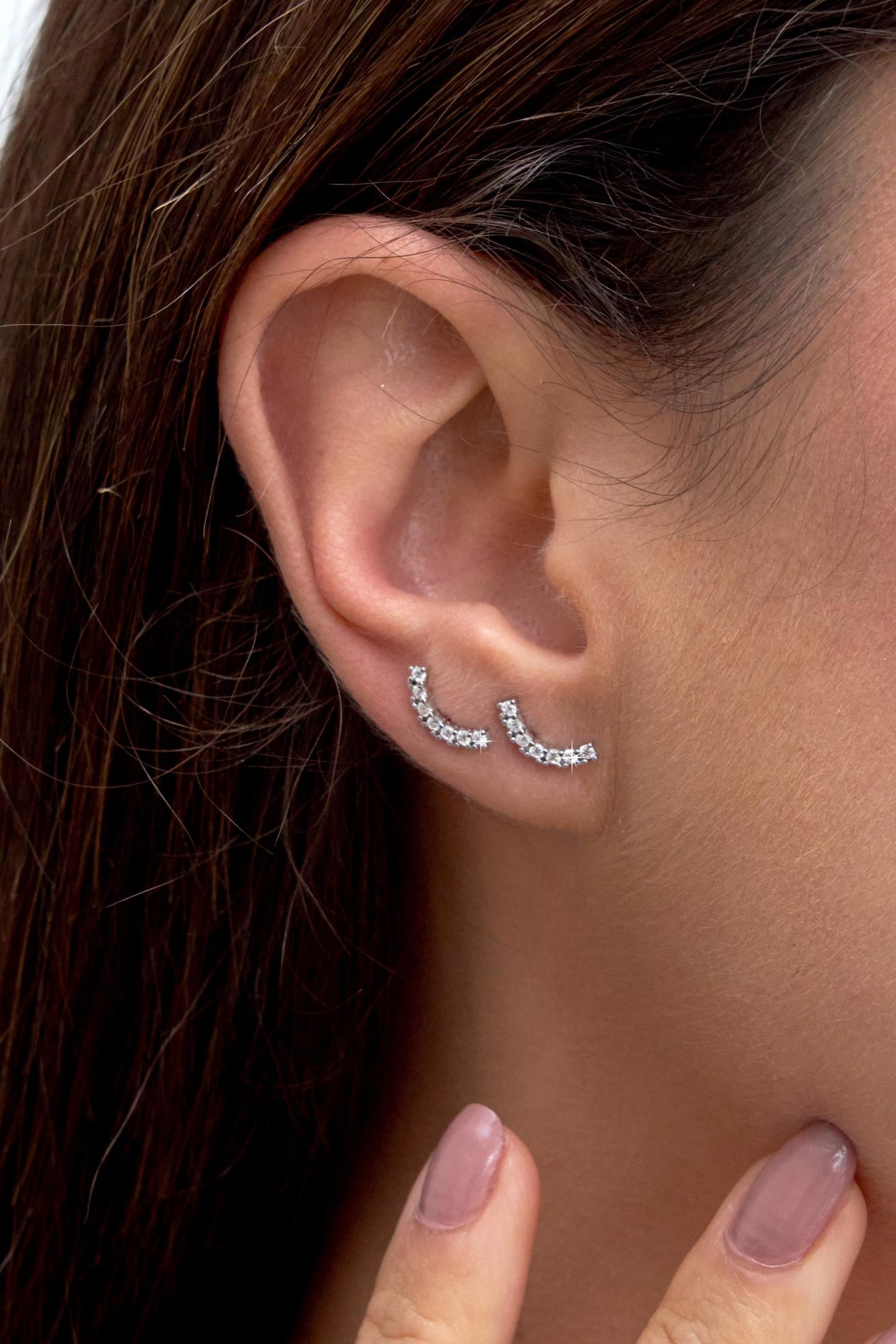 Brinco Meia Lua Moissanite Prata 925