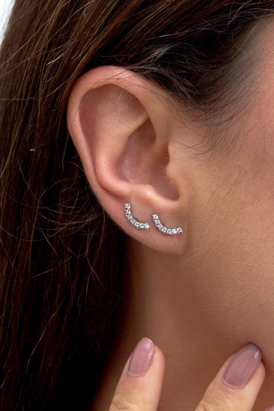 Brinco Meia Lua Moissanite Prata 925