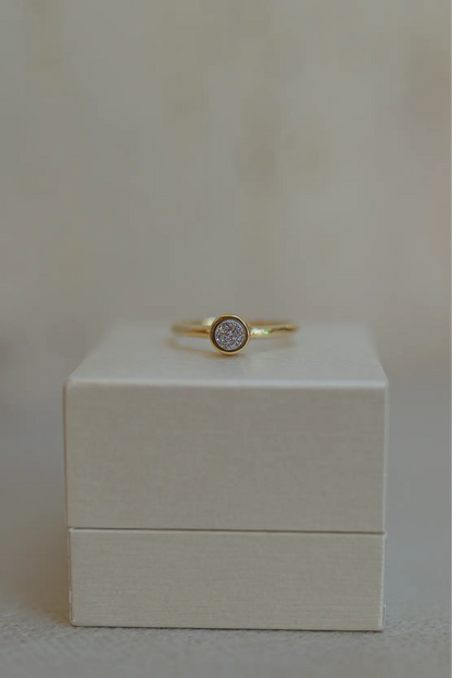 Anel Redondo Drusa Platina Dourado