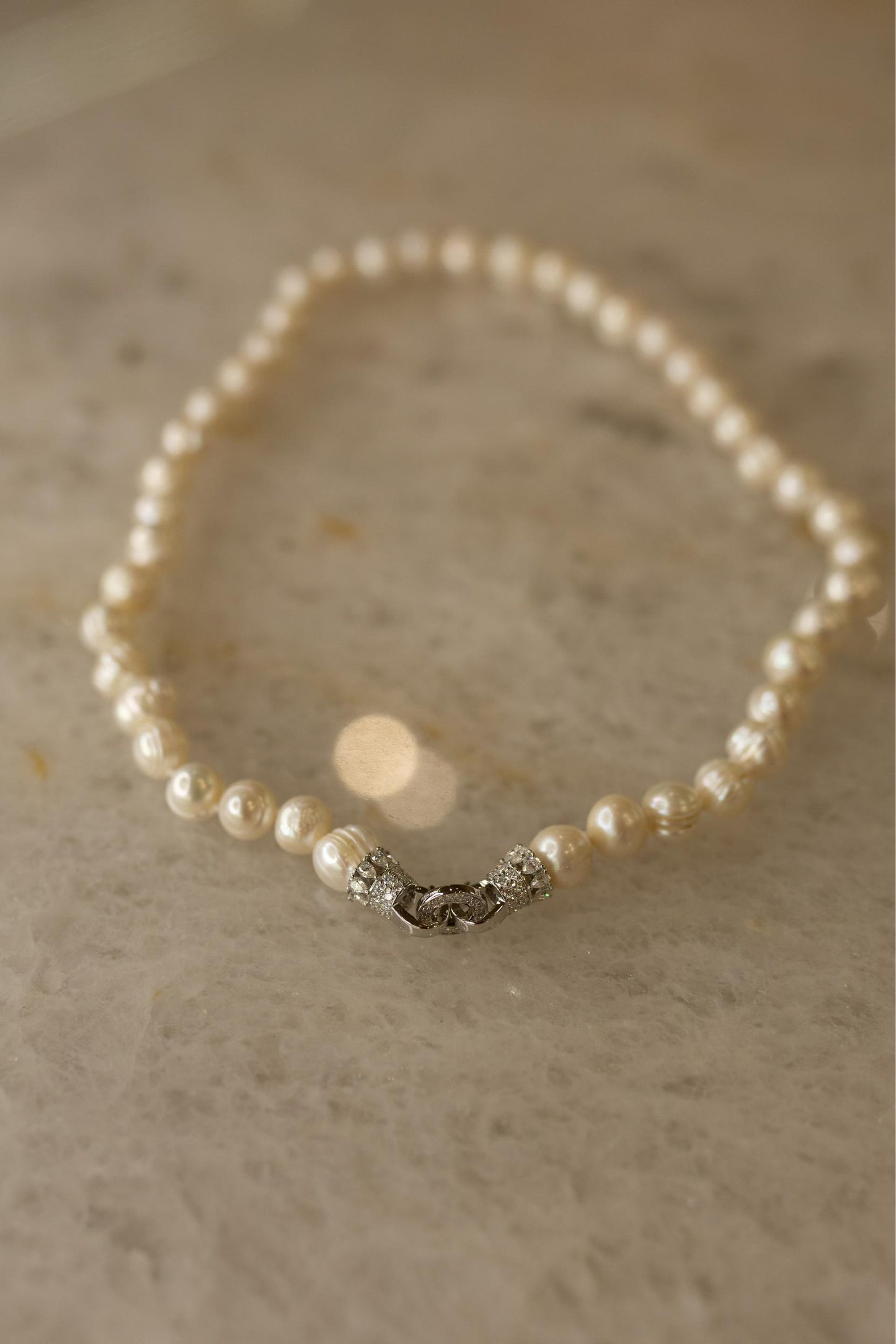 Colar Pérolas de Água Doce Moissanite Prata 925 Ródio Branco