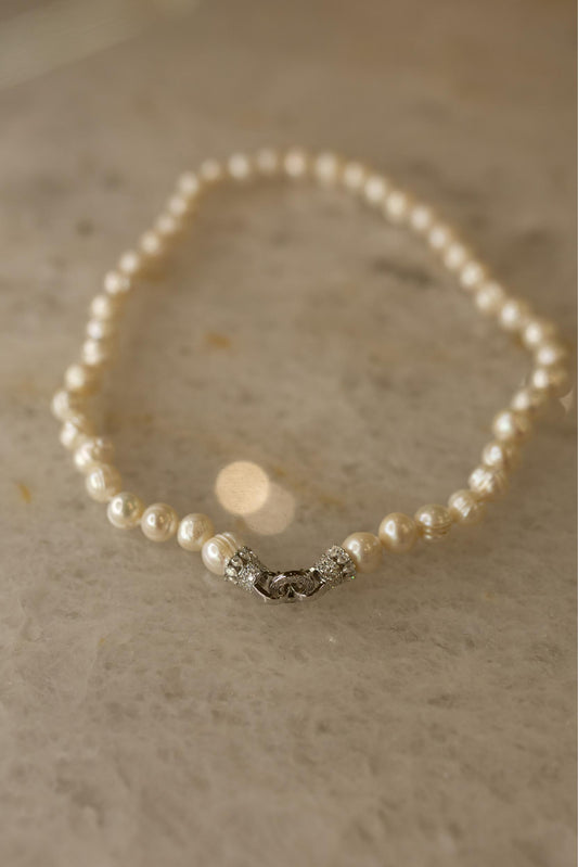 Colar Pérolas de Água Doce Moissanite Prata 925 Ródio Branco
