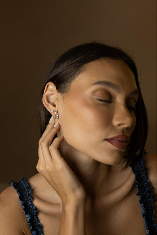 Brinco Ear Hook Cristal Dourado