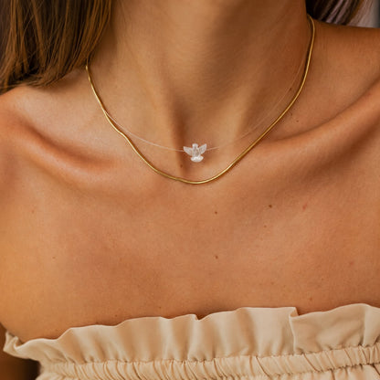 Colar de Nylon com Divino Espírito Santo Madrepérola Dourado