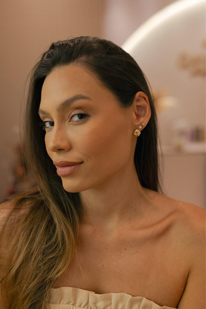 Brinco Botão Torcido G Dourado