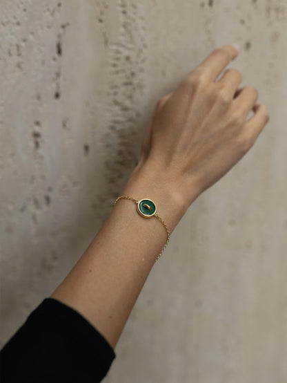Pulseira Botão Verde Dourado