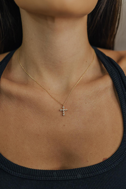 Colar Crucifixo Moissanite Prata 925 Dourado