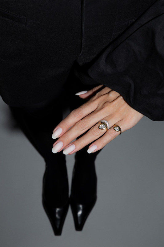 Anel Mindinho Gota Cristal Dourado