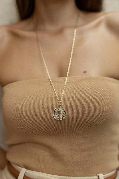 Colar Longo Medalha São Bento Dourado