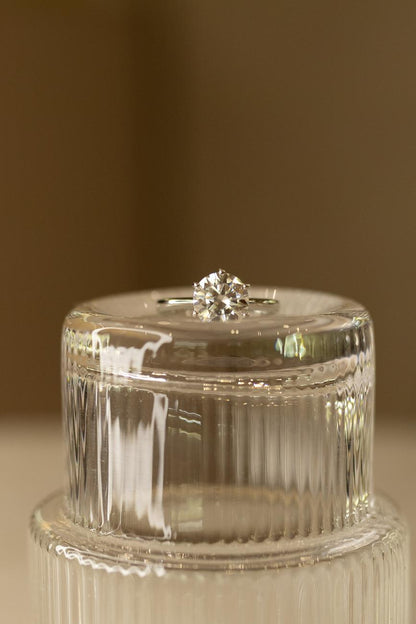Anel Solitário Glam 9,5mm Moissanite Prata 925 Ródio Branco
