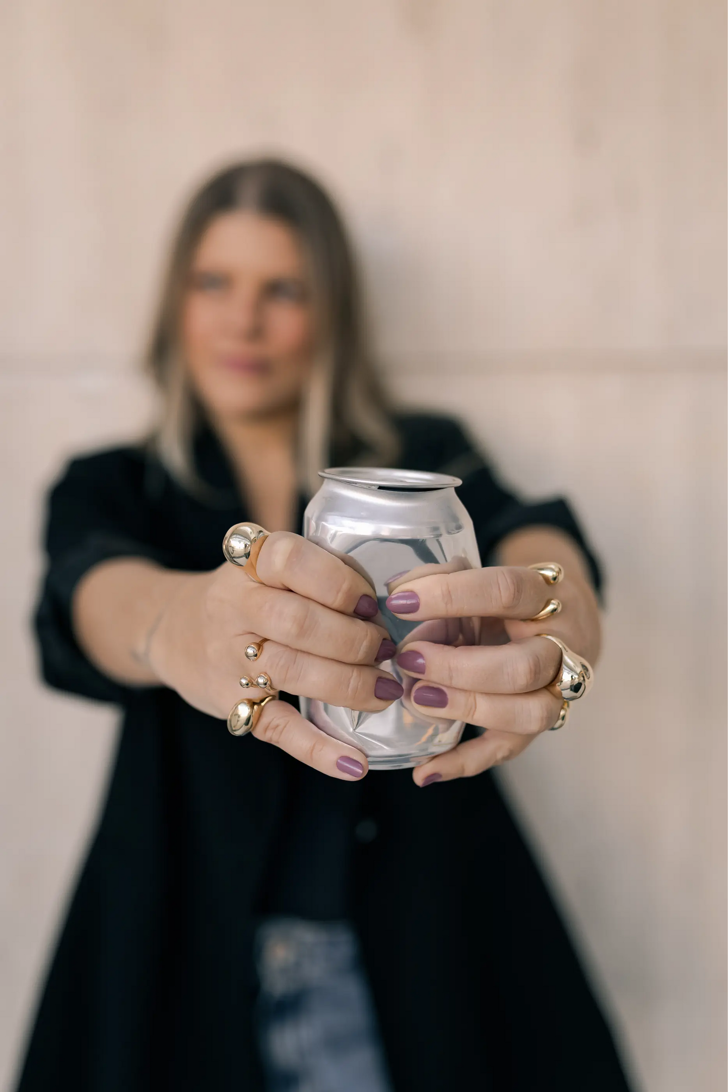 Anel Ajustável Design 3 Bolas Dourado