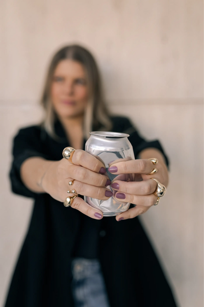 Anel Ajustável Design 3 Bolas Dourado