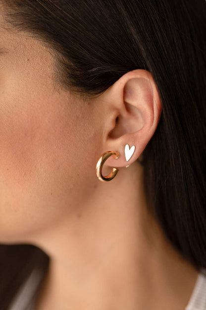 Brinco Coração Liso Dourado