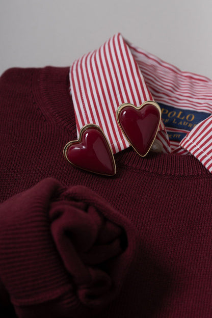 Brinco Maxi de Coração Resina Dourado