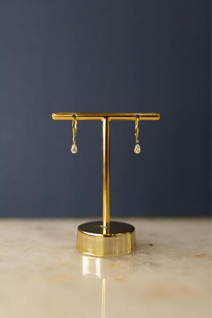 Brinco Argola Gota Cristal Dourado