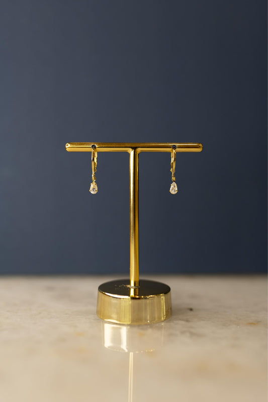 Brinco Argola Gota Cristal Dourado
