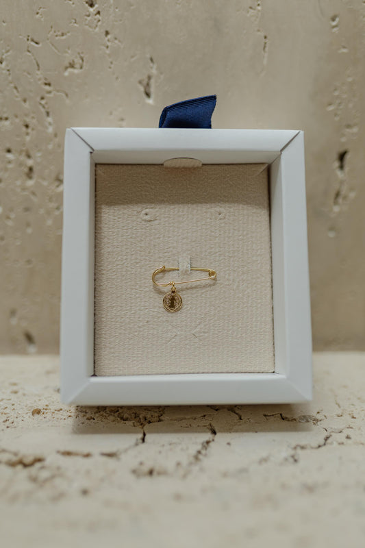 Alfinete Batizado Prata 925 São Bento Dourado
