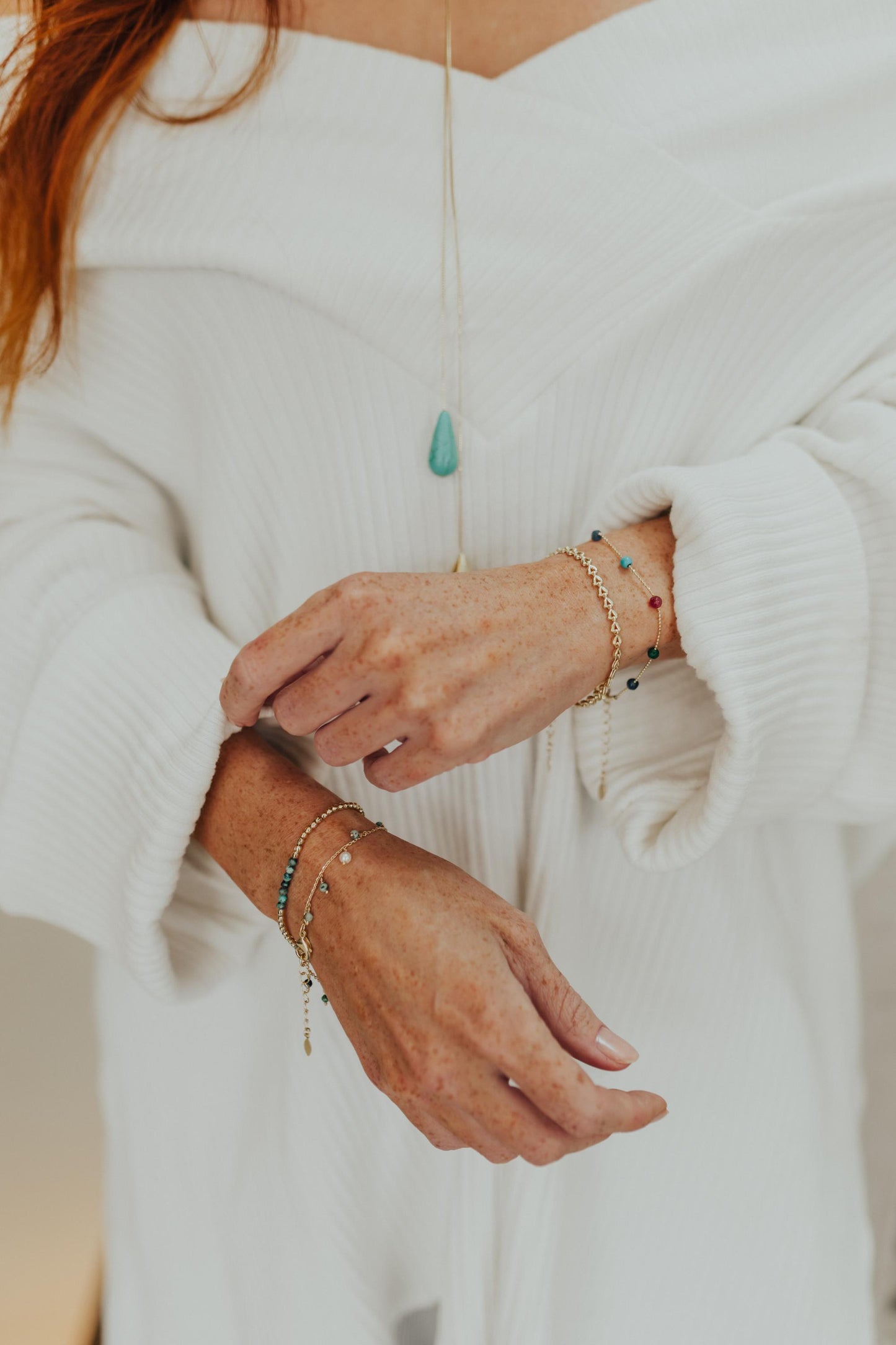 Pulseira Jade Coloridas Dourado