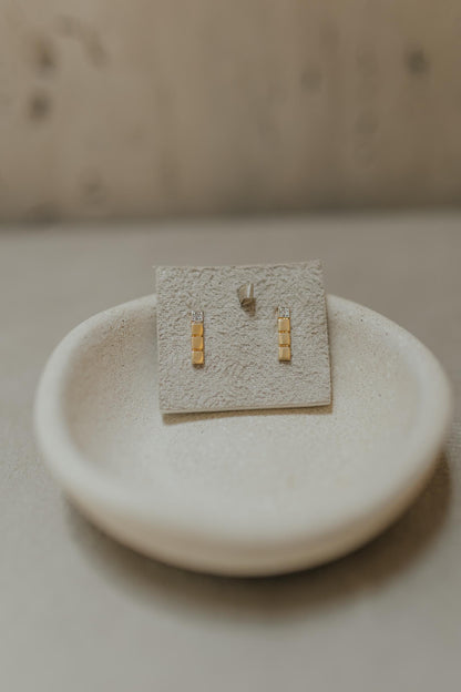 Brinco Palito Square Cravejado Dourado