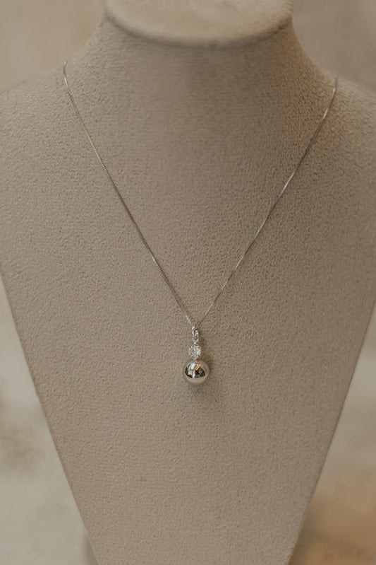 Colar Esfera Zircônia Ródio Branco