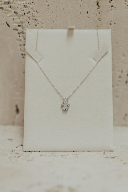 Colar Filhos Moissanite Prata 925 Ródio Branco