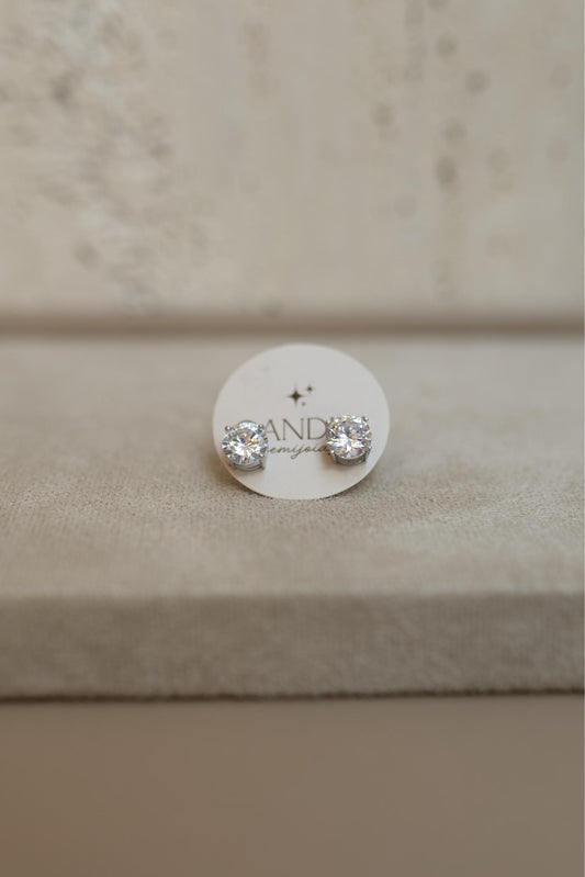 Brinco Redondo 10mm 4 Garras Cristal Ródio Branco