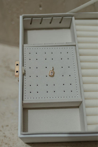 Pingente Retangular Vintage Cristal Dourado