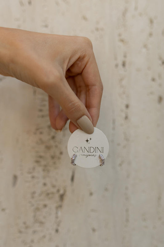 Brinco Argola Details Zircônias Ródio Branco