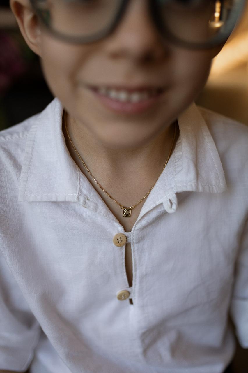 Colar Escapulário Infantil Clássico Dourado