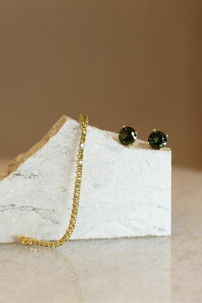 Pulseira Riviera 3mm Peridoto Dourado