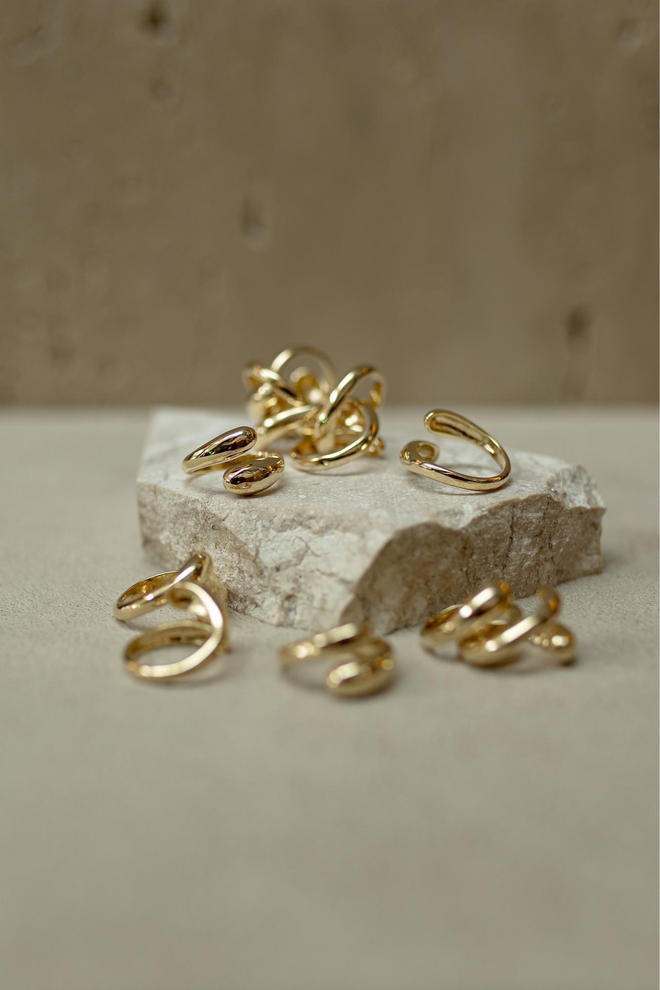 Anel Ajustável Duplo Liso Dourado