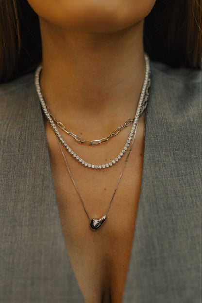 Colar Riviera 3mm 42cm Ródio Branco